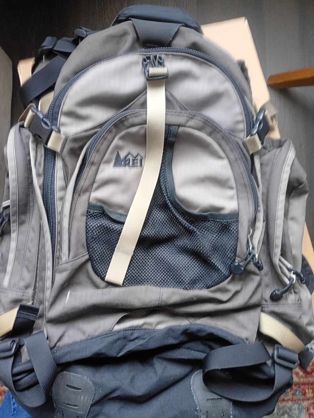 REI Gray and Navy Men's Hiking Backpack